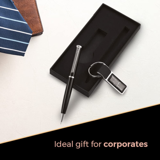 Cello Signature Professional Gift Set|Blue| 1 Ball Pen + 1 Metal Keychain|Black and Silver Finish|Premium Metal Pens for Office Use|Stylish Gifts for Christmas and New Year|Rakshabandhan Gifts Cello Signature Professional Gift Set|Blue| 1 Ball Pen + 1 Metal Keychain|Black and Silver Finish|Premium Metal Pens for Office Use|Stylish Gifts for Christmas and New Year|Rakshabandhan Gifts