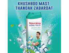Navratna Cool Talc Active Deo | Talcum Powder | Body Odour Protection & Strong Cooling Effect | Long Lasting Freshness & Fragrance, 400gm
