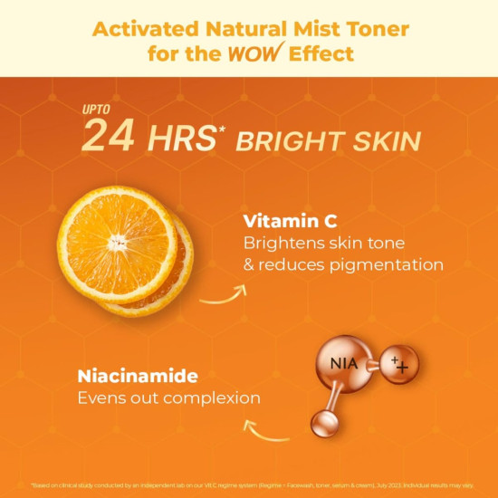 WOW Skin Science Vitamin C Skin Mist Toner with Lemon Essential Oil, Orange Essential Oil With Hazel & Aloe Vera Extracts - For All Skin Types - No Parabens, Silicones, Mineral Oil & Sulphates - 200mL