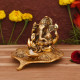 Collectible India Aluminium Ganesh with Diya Idol, Medium, Gold, Paper