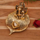 Collectible India Aluminium Ganesh with Diya Idol, Medium, Gold, Paper