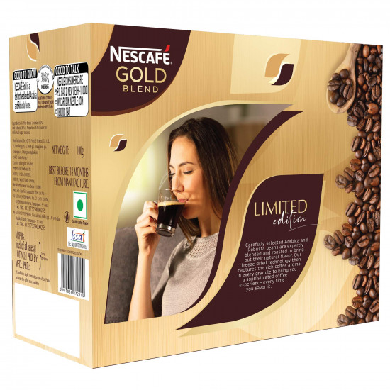 Nescafe Gold Blend Instant Coffee Powder - Glass Jar (Limited Edition Pack,Arabica and Robusta beans) Jar, 100g With Free Glass Mug