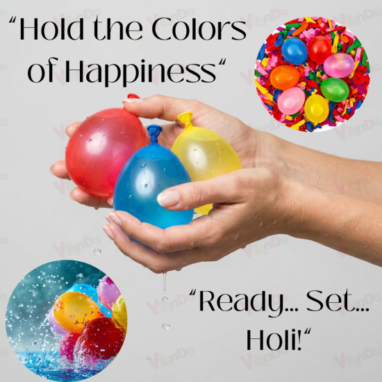 Fill And Tie Magic Water Balloons For Holi - Non Toxic Holi Water Balloons Multicolor, 500 Pcs Magic Balloons.