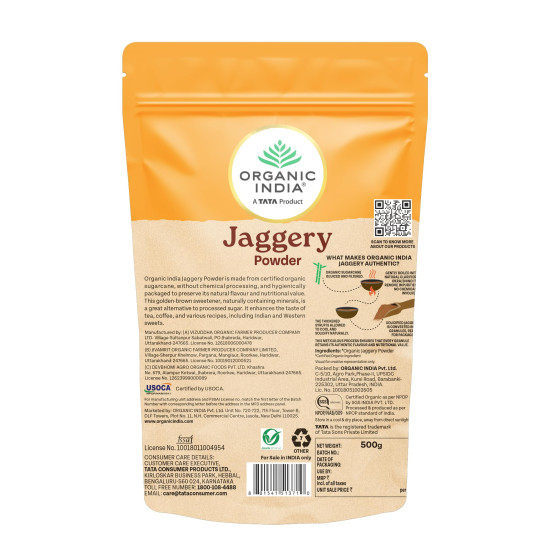 ORGANIC INDIA Jaggery Powder - 500G, Pure & Natural, No Chemical Additives, Rich In Vitamins & Minerals, A Healthy Sugar Substitute
