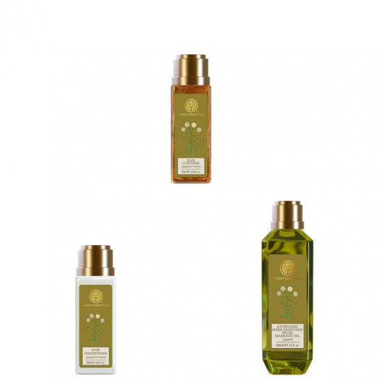 Forest Essentials Hair Conditioner,Hair Cleanser Japapatti and Brahmi, 50ml & FE Ayurvedic Herb Enriched Head Massage Oil Japapatti 200 ml