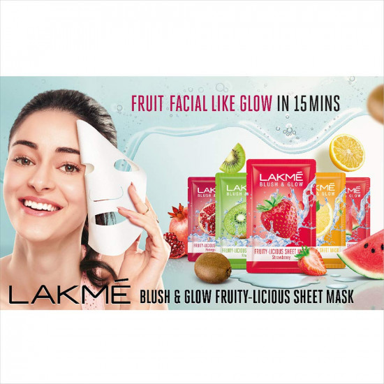 LAKMÉ Blush & Glow Strawberry Sheet Mask, 25 Ml