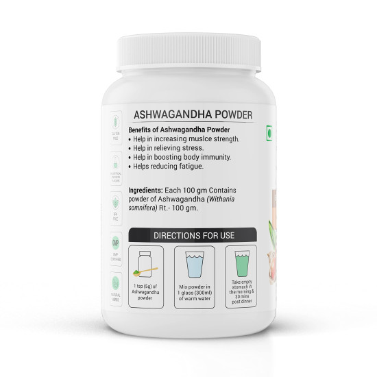 Krishna's Ashwagandha Powder Strength Vitality and Stress Management | Aswagandhada powder | Withania Somnifera | Pure Ashvagandha power | Asvagandha original powder | ashvgandha - 100 gram
