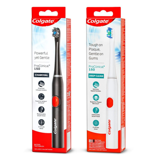 Colgate PROCLINICAL 150 Sonic Charcoal Battery Powered Toothbrush - 1 Pc & Colgate PROCLINICAL 150 Sonic Battery Powered Toothbrush - 1 Pc