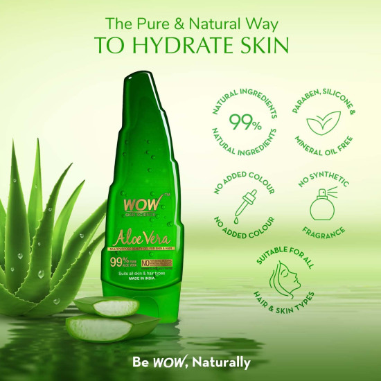 WOW Skin Science Aloe Vera Multipurpose Beauty Gel for Skin and Hair, 250 ml