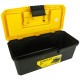 STANLEY 1-71-948 13'' Organized Maestro Heavy-Duty Portable Plastic Essential Toolbox With Clear Top Lid & Removable Tray Compartment For Easy & Convenient Storage,1 Year Warranty,YELLOW,32x13.5x15 cm