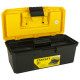 STANLEY 1-71-948 13'' Organized Maestro Heavy-Duty Portable Plastic Essential Toolbox With Clear Top Lid & Removable Tray Compartment For Easy & Convenient Storage,1 Year Warranty,YELLOW,32x13.5x15 cm