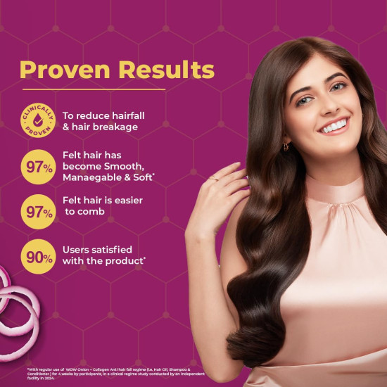 WOW Skin Science Onion & Collagen Anti-Hairfall Shampoo|Reduces Hairfall|Strengthens Roots|Nourishes Scalp|Prevents Breakage|Enhances Hair Thickness and Shine|New & Improved Formulation|500ml