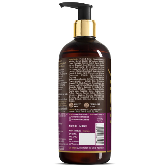 WOW Skin Science Onion & Collagen Anti-Hairfall Shampoo|Reduces Hairfall|Strengthens Roots|Nourishes Scalp|Prevents Breakage|Enhances Hair Thickness and Shine|New & Improved Formulation|500ml