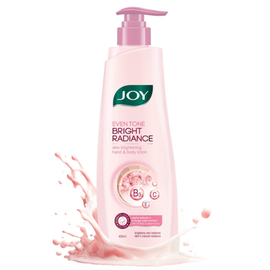 Joy Even Tone Bright Radiance Brightening Summer Body Lotion 400ml | With Niacinamide & Alpha Arbutin | Removes Tan, Dark Spots & Restores Natural Glow | Lightweight, Non Sticky & Non Greasy
