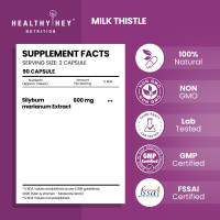 HealthyHey Nutrition Milk Thistle Capsules For Liver Health - High Strenght -Extract - 90 Veg. Capsules