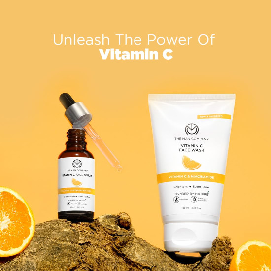 The Man Company Vitamin C Face Serum for Brightness - 30 ml | Fades Dark Spots & Hydrates | Lightweight & Non-Sticky | For Oily, Dry, Normal & Combination Skin