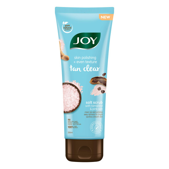 Joy Skin Polishing + Even Texture Tan Clear Salt Scrub| With Tamarind & Pink Salt |100% Vegan, No Parabens, No Harsh Chemicals| 200 ml
