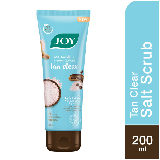 Joy Skin Polishing + Even Texture Tan Clear Salt Scrub| With Tamarind & Pink Salt |100% Vegan, No Parabens, No Harsh Chemicals| 200 ml