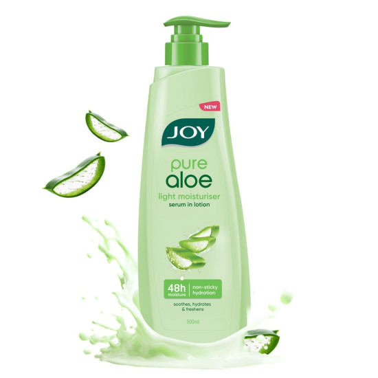 Joy Pure Aloe Light Moisturizing Body Lotion 500ml | 48Hr Moisture for Men & Women | Soothes, Hydrates & Freshens Dry Skin | Ideal for Summer | Lightweight, NonSticky & Non-Greasy | For All Skin Types