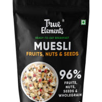 Muesli Fruit and Nuts 1.2kg by True Elements- With Real Fruits & Almonds | 100% Wholegrain | Cereal for Breakfast | Protein Muesli | No Added Sugar | Super Value Pack
