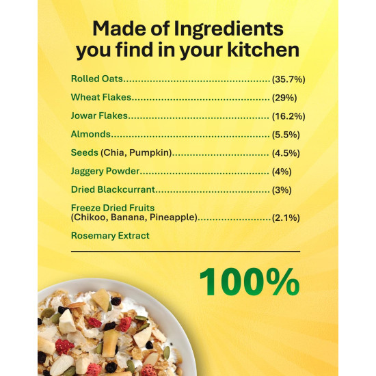 Muesli Fruit and Nuts 1.2kg by True Elements- With Real Fruits & Almonds | 100% Wholegrain | Cereal for Breakfast | Protein Muesli | No Added Sugar | Super Value Pack Muesli Fruit and Nuts 1.2kg by True Elements- With Real Fruits & Almonds | 100% Wholegrain | Cereal for Breakfast | Protein Muesli | No Added Sugar | Super Value Pack