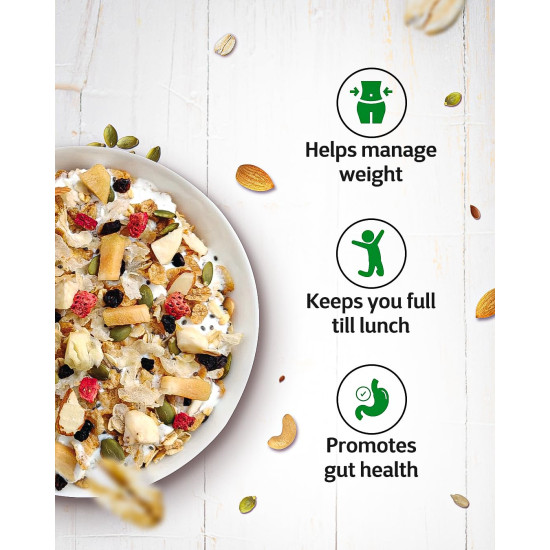 Muesli Fruit and Nuts 1.2kg by True Elements- With Real Fruits & Almonds | 100% Wholegrain | Cereal for Breakfast | Protein Muesli | No Added Sugar | Super Value Pack Muesli Fruit and Nuts 1.2kg by True Elements- With Real Fruits & Almonds | 100% Wholegrain | Cereal for Breakfast | Protein Muesli | No Added Sugar | Super Value Pack