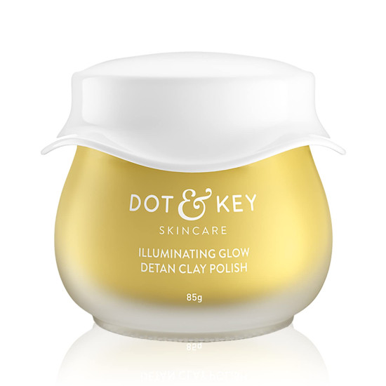 Dot & Key Illuminating Glow Detan Pack Clay Polish with Green Tea & Lemon Verbena | Detan Pack for Tan Removal | D Tan Face Mask for Tan Removal | For All Skin Types | 85g