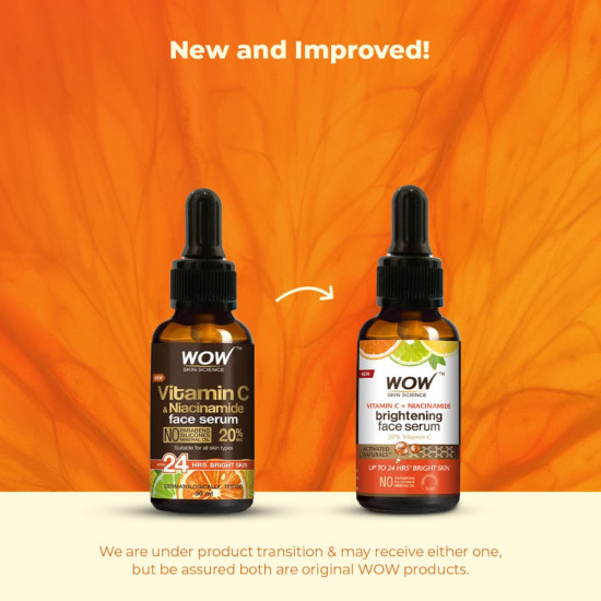 WOW Skin Science Brightening 20% Vitamin C Face Serum | Boost Collagen and Elastin for Anti aging, Skin Repair | For Dark Circles, Fine Lines | Glowing Skin | Hydrates | 30 ml