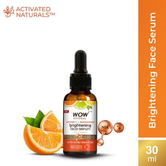 WOW Skin Science Brightening 20% Vitamin C Face Serum | Boost Collagen and Elastin for Anti aging, Skin Repair | For Dark Circles, Fine Lines | Glowing Skin | Hydrates | 30 ml