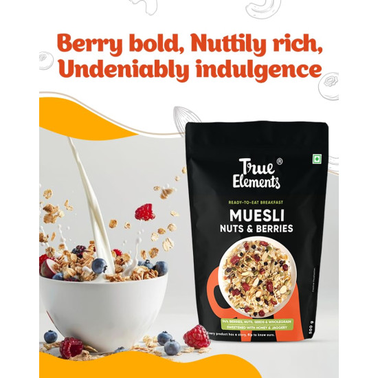 True Elements Crunchy Nuts & Berries Muesli 1kg | Cereal for Breakfast | Diet Food | No Malt extract, Corn flakes or grain flour | No Sugar Candied Fruits | Has Almonds & Cranberries | Healthy breakfast True Elements Crunchy Nuts & Berries Muesli 1kg | Cereal for Breakfast | Diet Food | No Malt extract, Corn flakes or grain flour | No Sugar Candied Fruits | Has Almonds & Cranberries | Healthy breakfast