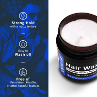 Ustraa Strong Hold Hair Wax - Matte Look 100g | Non-sticky Wax, Easy-to-Wash Strong Hold | For Non-glossy Matte Finish | Without harmful chemicals or fixatives