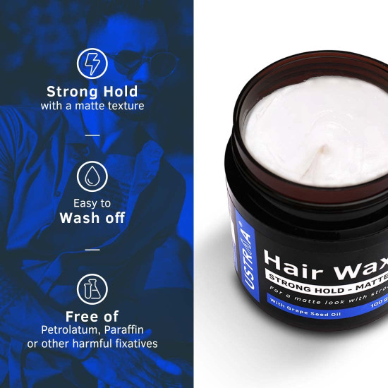 Ustraa Strong Hold Hair Wax - Matte Look 100g | Non-sticky Wax, Easy-to-Wash Strong Hold | For Non-glossy Matte Finish | Without harmful chemicals or fixatives