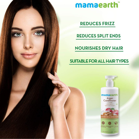 Mamaearth Argan & Apple Cider Vinegar Hair Conditioner For Dry & Frizzy Hair, with Argan Oil & Apple Cider Vinegar for Frizz-Free and Stronger Hair - 250ml