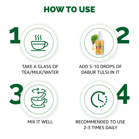 Dabur Tulsi Drops : 30ml (20ml + 10ml Free) | Contains Extracts of 5 Rare Tulsi | Boosts Immunity | Cough And Cold Relief | 100% Ayurvedic | Builds Respiratory Health Dabur Tulsi Drops : 30ml (20ml + 10ml Free) | Contains Extracts of 5 Rare Tulsi | Boosts Immunity | Cough And Cold Relief | 100% Ayurvedic | Builds Respiratory Health