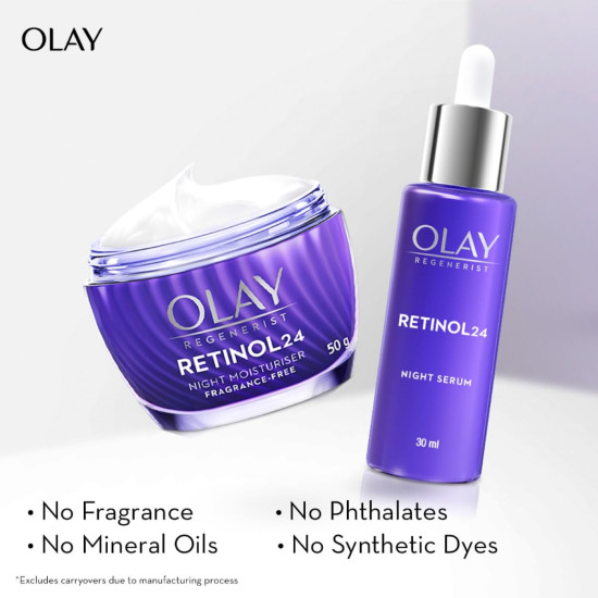Olay Regenerist Retinol 24 Night Serum l Renews and Resurfaces Skin Overnight l No Redness or Irritation | Fragrance Free l Normal, Oily, Dry and Combination Skin l 30ml