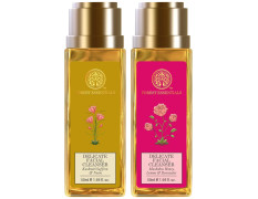 Forest Essentials Delicate Facial Cleanser, Saffron and Neem, 50ml and Travel Size Facial Cleanser Rosewater, Honey Lemon, 50ml