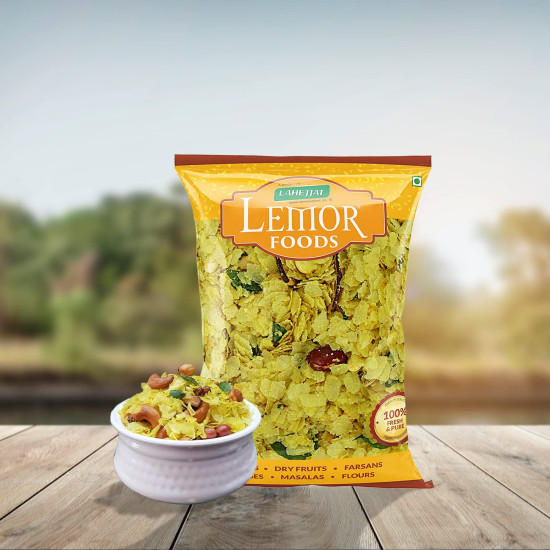 LEMOR Special Nylon Chivda Paper Poha Mixture (400 g, 2 Packs of 200g) | Namkeen Snacks for Foodie Indians