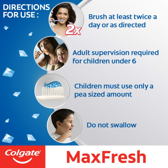 Colgate Max Fresh Blue Gel Anticavity Toothpaste, Peppermint Ice - 600 g (150 g - Pack of 4)