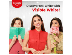 Colgate Visible White Toothpaste 400g (100g x Pack of 4) Teeth Whitening Starts in 1 week, Safe on Enamel, Stain Removal and Minty Flavour for Fresh Breath