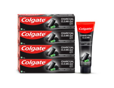 Colgate Charcoal Clean 480g (120g x 4, Pack of 4) Black Gel Toothpaste, Deep Clean Toothpaste With Bamboo Charcoal & Wintergreen Mint For Plaque Removal & Tingling Fresh Mouth Experience