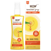 WOW Skin Science Sunscreen Spray | For All Skin Types| SPF 50 PA++++ | Brightens Skin | With Aloe Vera & Vitamin C| Lightweight | Quick Absorbing | UVA & UVB Protection | 100mL