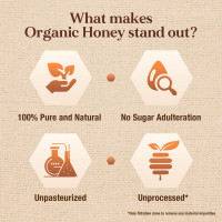 Dabur Organic Honey – 300g | 100% Pure and Natural | NPOP Organic Certified | Raw , Unprocessed , Unpasteurized Honey | No Sugar Adulteration