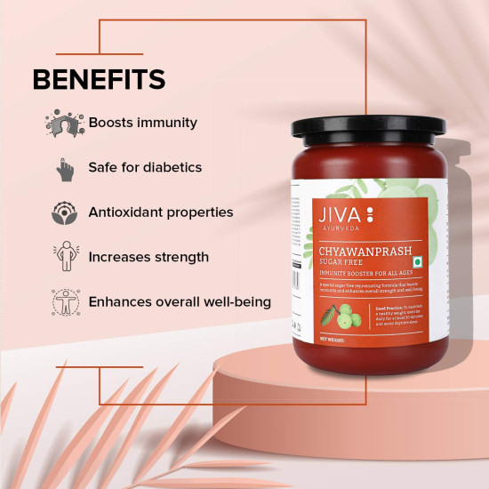 Jiva Chyawanprash - 500gm (Pack of 1) | Shastriya Formulation | 40+ Pure And Fresh Herbs Used | Boosts Immunity | Enriched with Antioxidants