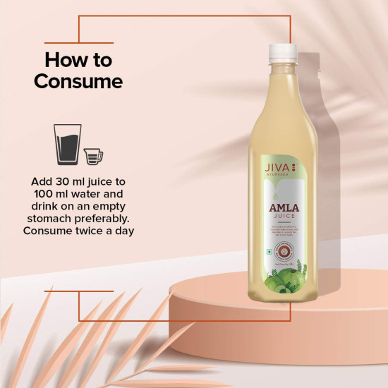 Jiva Amla Juice 1 Litre | Improves Digestion, Boosts Immunity, Promotes Healthy Hair & Skin | Cold Pressed Fresh Amlas, Rich in Vitamin C & Antioxidants, With No Artificial Flavours (Pack of 1)