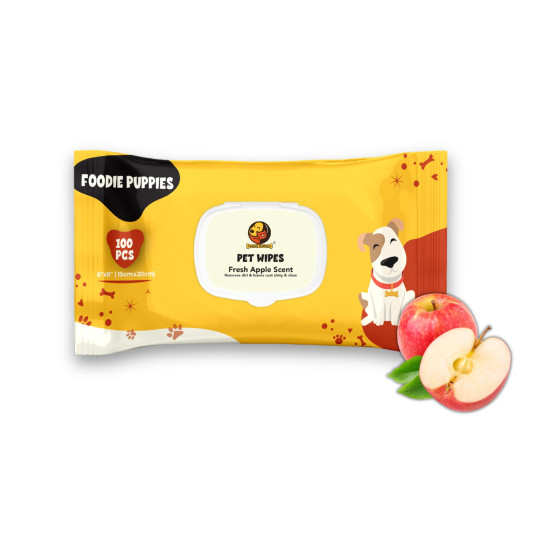 Foodie Puppies Anti-Bacterial 200 Pulls Pet Wet Wipes (Fresh Apple) - 100 Wipes (Pack of 2) | Grooming Wipes for Dogs, Puppies, Cats, Rabbits & Small Animals | SLS Free, Paraben Free & Cruelty Free