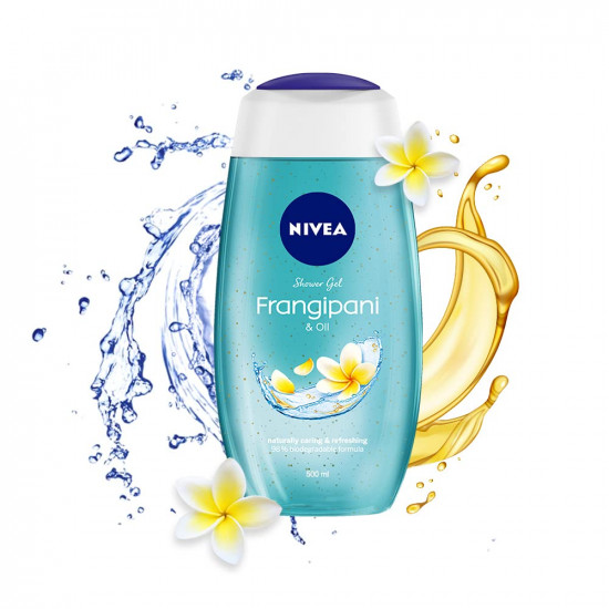 NIVEA Frangipani and oil 500ml Body Wash| Shower Gel with Frangipani and Care Oil | Pure Glycerin for Instant Soft & Summer Fresh Skin|Microplastic Free |Clean, Healthy & Moisturized Skin