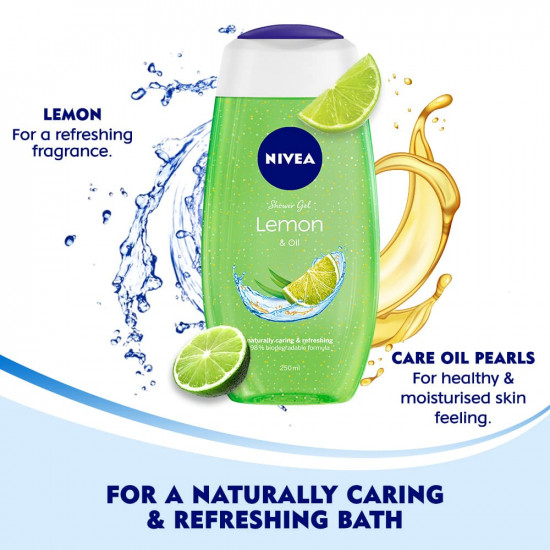 NIVEA Lemon and oil 500ml Body Wash| Shower Gel with Scent of Lemon and Care Oil | Pure Glycerin for Instant Soft & Summer Fresh Skin|Microplastic Free |Clean, Healthy & Moisturized Skin