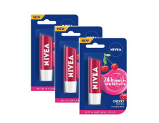 Nivea Cherry Fruity Shine Lip Care Balm, 4g (Pack of 3)