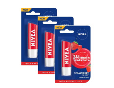 Nivea Strawberry Fruit Shine Lip Care, 4g (Pack of 3)