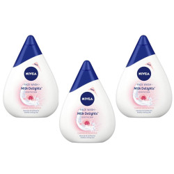 NIVEA Milk Delights Caring Rosewater Face Wash For Sensitive Skin, 100ml (Pack of 3)